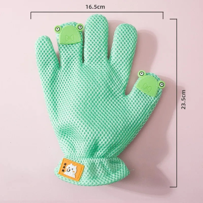 2-in-1 Double Sided Cat Grooming Gloves Bionic Tongue Comb Striped Massage for Shedding Sofa Clothes Breathable Anti-Scratch