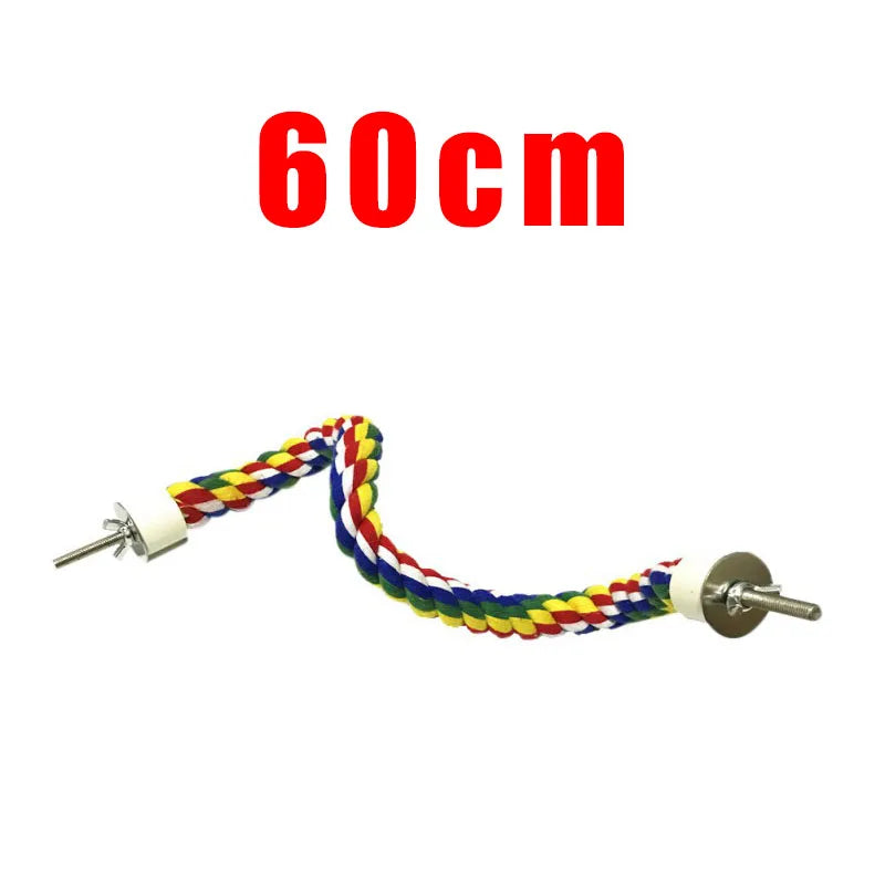40/60/80/105cm Colorful Parrot Rope Hanging Braided Budgie Bird Cage Cockatiel Toy Pet Stand Accessories Ladder Swing Supplies