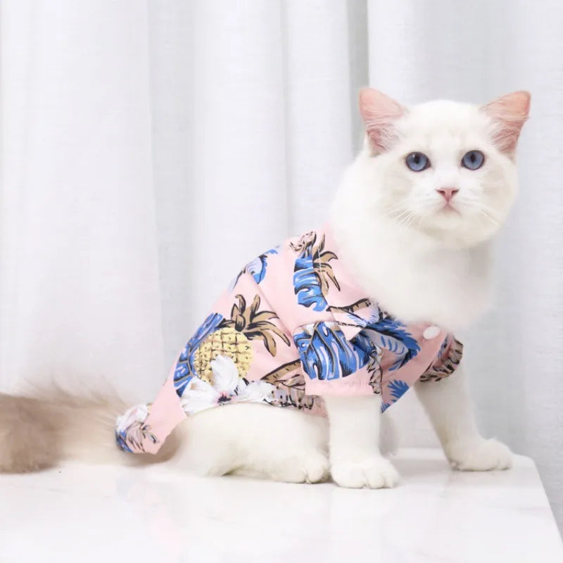 Hawaiian Beach Style Dog Shirt Teddy French Bulldog Cat Small To Medium Pet Pet Jacket Summer Clothing