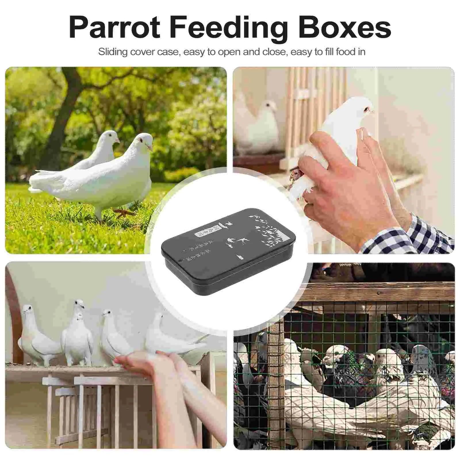 2 Pcs Food Containers Bird Training Box Pet Supplies Feed Birds Toys Black Sliding Case Metal