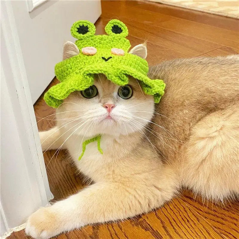 Cat Hat  Hand-made Elastic Woven Cap Pet Hat Puppy Kitten Headwear Knitted Hat Party Photo Shoot Props Decoration Cat Accessorie