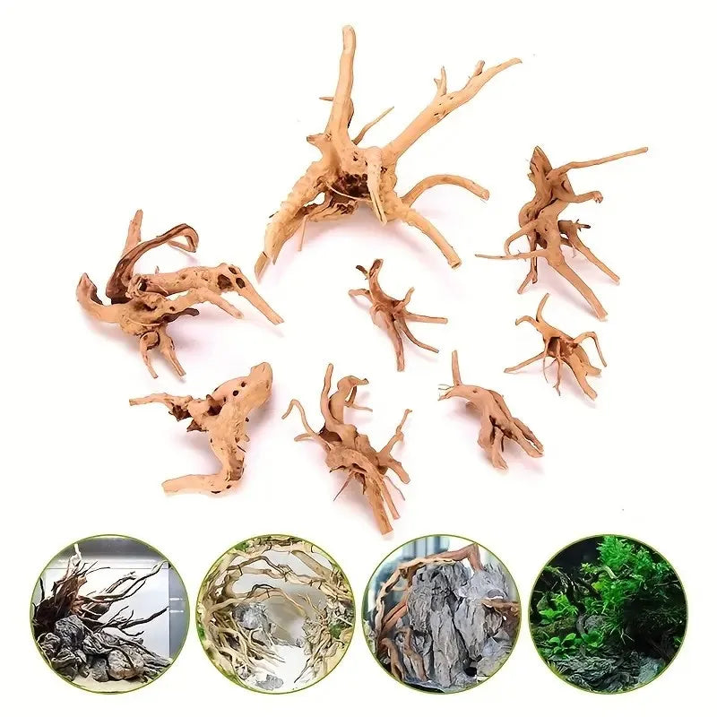 7-26CM 4 Sizes Driftwood Cuckoo Roots Dead-wood Tree Trunk Landscape Creative Reptile Cylinder Fish Tank Ornament Aquarium Decor
