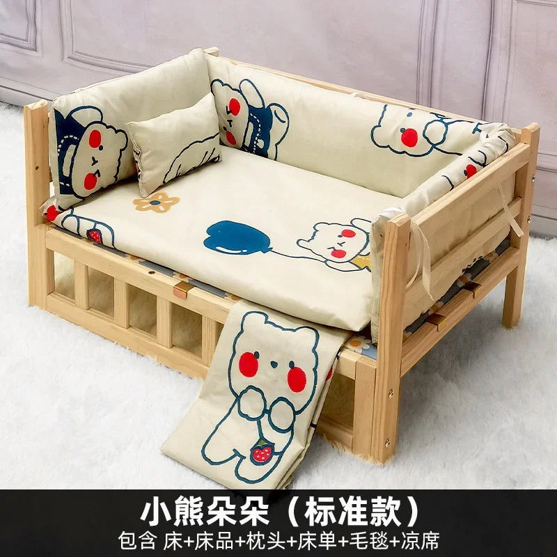Off the Ground Solid Wood Pet Bed Four Season Universal Dog Bed Small to Large Teddy Bed at Special Price
