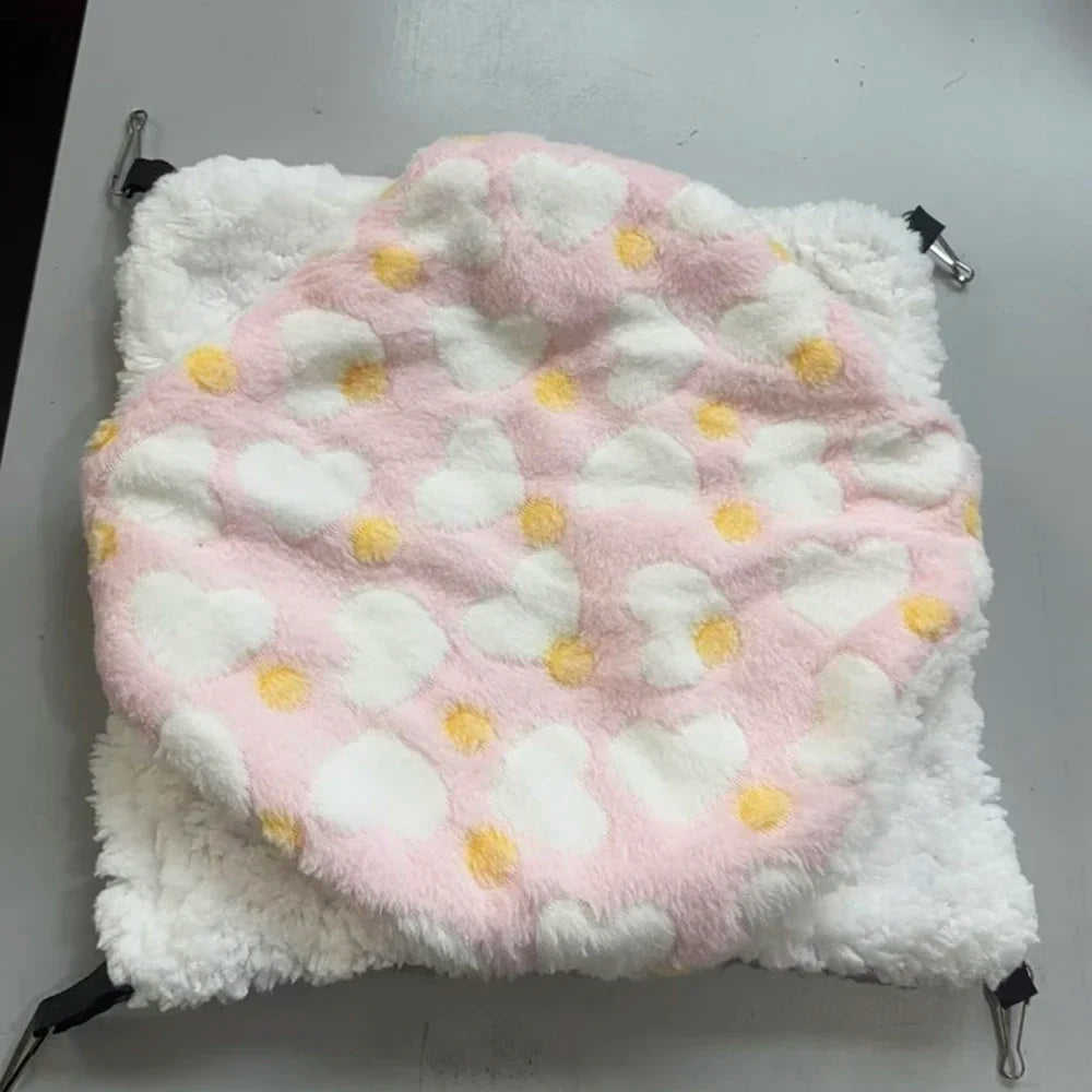 Hamster Hammock Small Pet Hanging Bed Double Warm Thickened Honeybug Flying Squirrel Guinea Pig Hammock Pet Cage Accessories