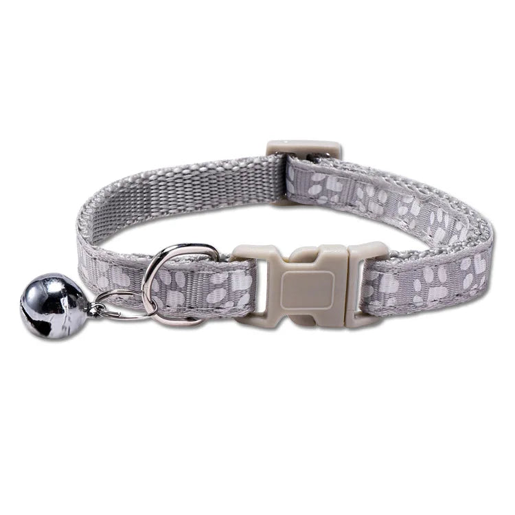 Collar with Bell Cartoon Footprint Colorful Dog Puppy Cat Accessories Kitten Collar Adjustable Safety Bell Ring Necklace