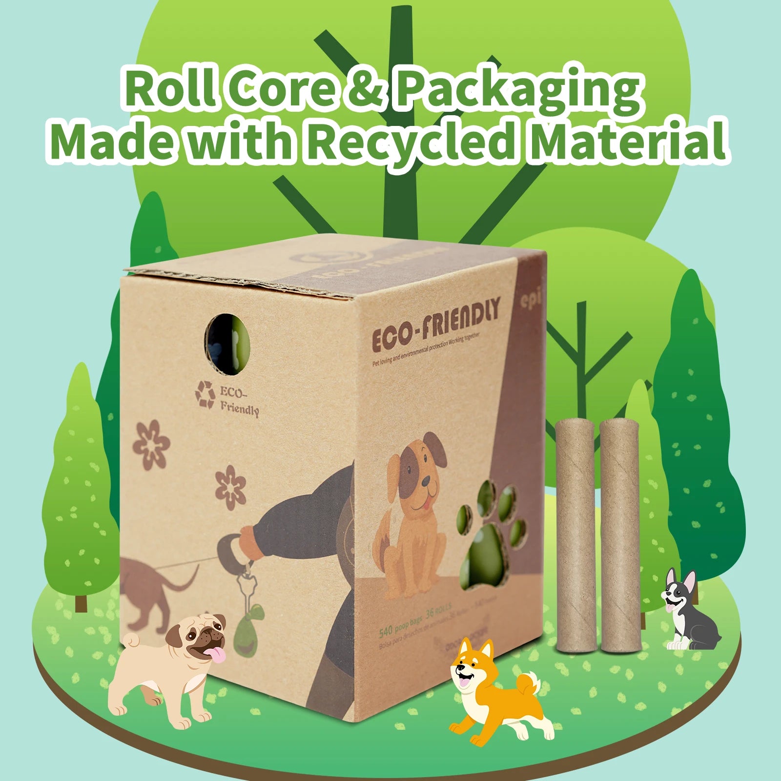 Dog Poo Bags - 540 Counts Biodegradable Poop Waste Bag Refill Rolls for Dogs Large and Leak Proof Poo Bag