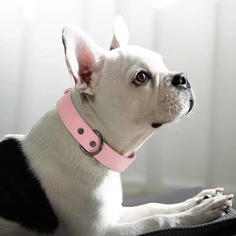 Soft Durable Real Leather Dog Collar Genuine Leather Pet Collars for Small Medium Large Dogs German shepherd Brown Black