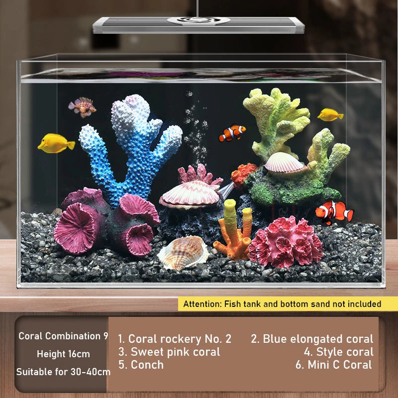 A3 Fake Coral Small Ornament Set Simulation Water Grass rockery Decoration Fish Tank Decoration Shell Water Scenery Package Home