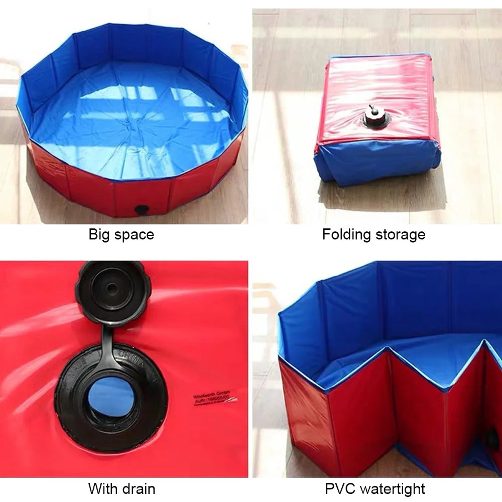 160*30cm/120*30cm/ 80*20cm Pet Pool Foldable Dog Bath Swimming Pool Portable Pet Pool With Drain valve Outdoor Dog Bathing Tub