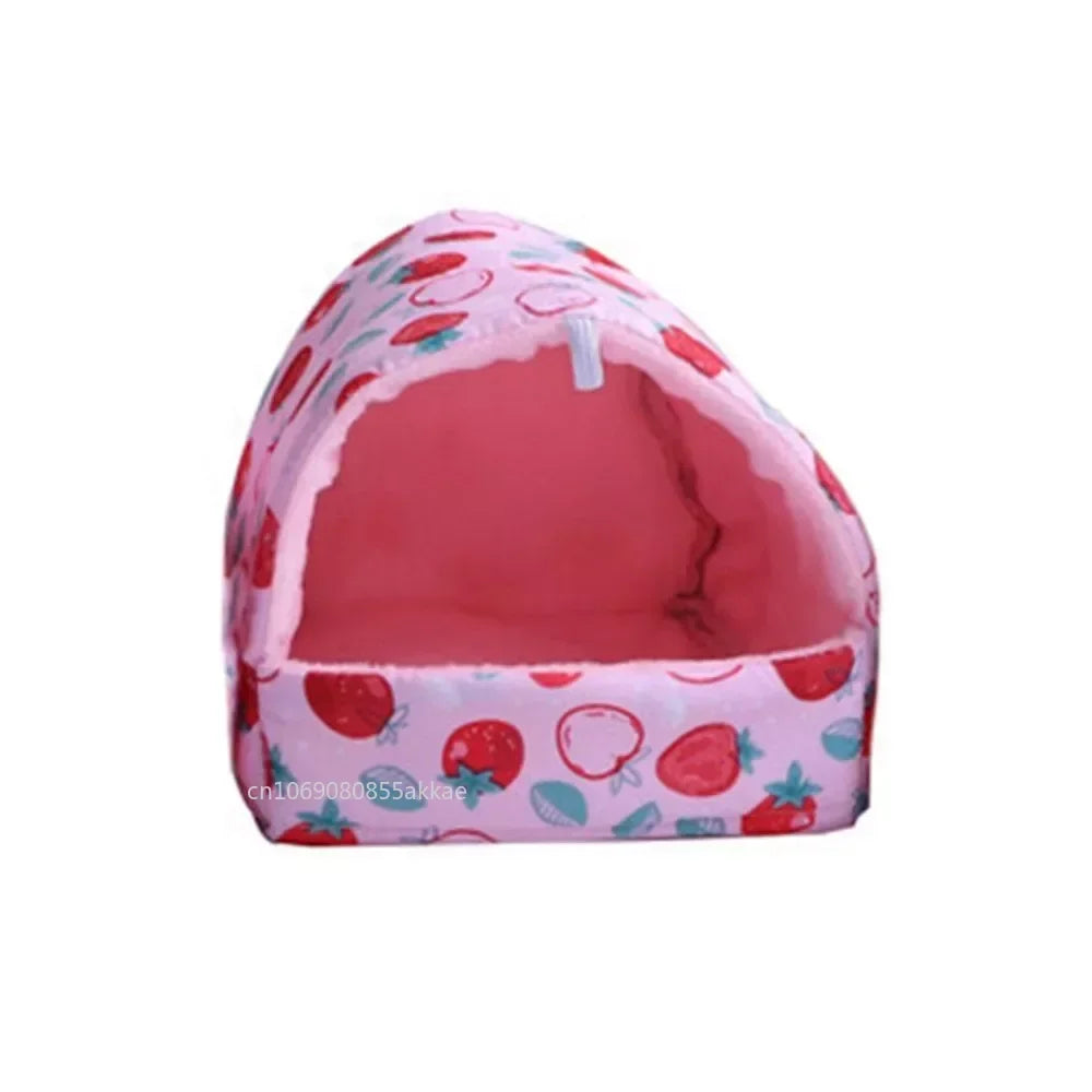 1pc Cartoon Hamster House Bed Winter Comfortable Rat Home Cute Foldable Guinea Pig Hanging Tent Sleeping Nest Ferret Cage