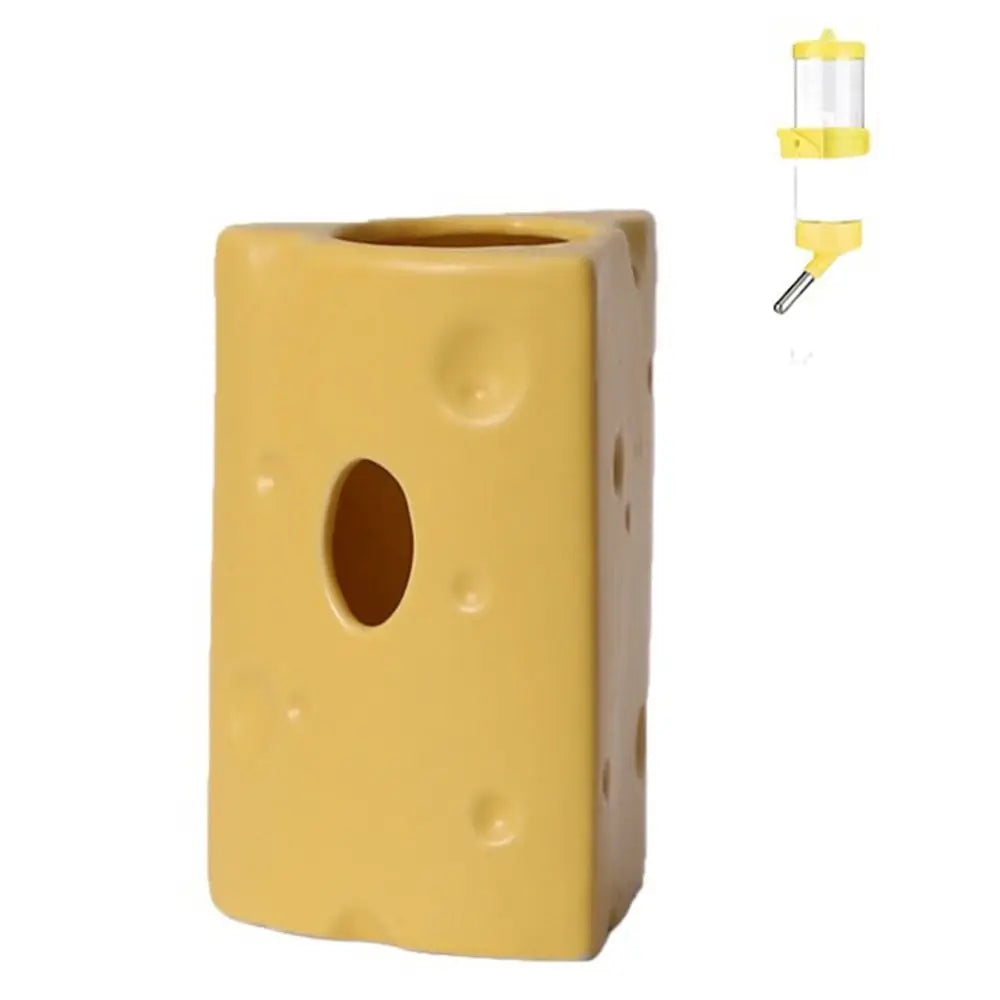 Creative Hamster Hideout Ceramics Hut Decorative Ceramics Hamster House Cheese Shape Hiding Hole Hamster Bed Pet Nesting