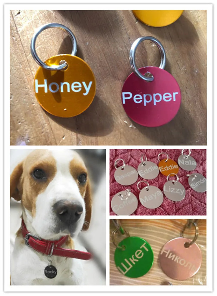 2pcs Free Laser Engraving Pet Dog ID Tag Cat Puppy Name Pendant Tags Personalized Custom Pets Tag Collar Anti-lost Nameplate