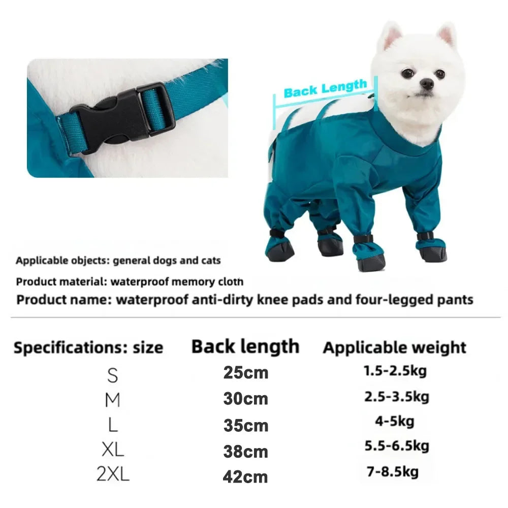 Pet Out Wrap Belly Bag Rompers with 4 Leg Shoes Dog Walking Dustproof Pants Pet Waterproof Clothes Puppy Dog Raincoat with Boots