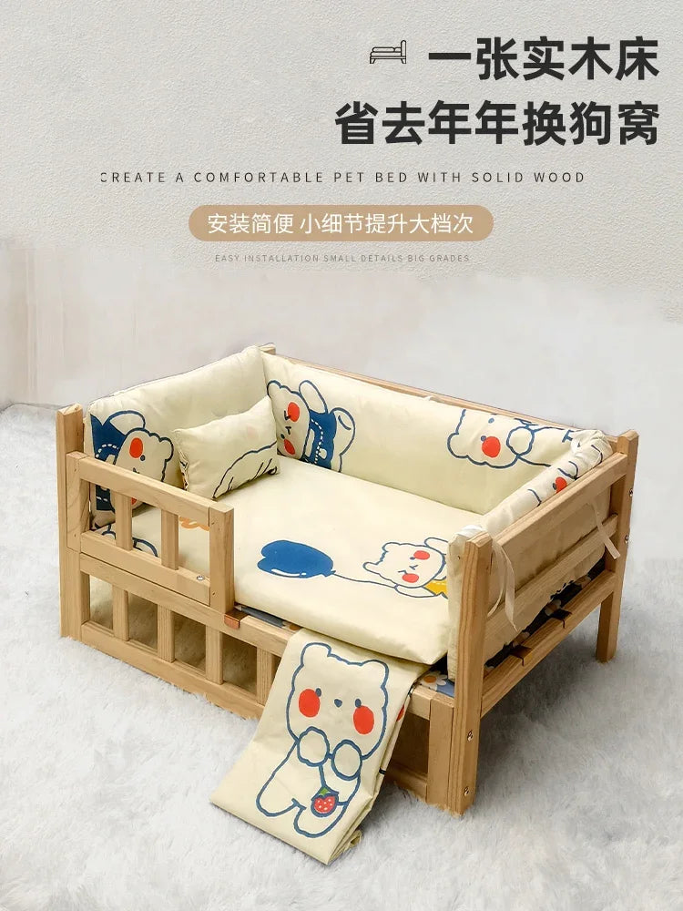 Off the Ground Solid Wood Pet Bed Four Season Universal Dog Bed Small to Large Teddy Bed at Special Price