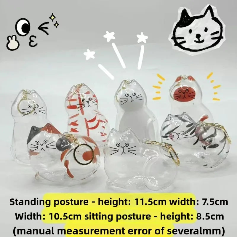 Large Cat Keychain Pendant Ginger Cat Siamese Calico CatHair Storage Box Hanging Cat Bag Hanging Pet  Hair Grooming Souvenirs
