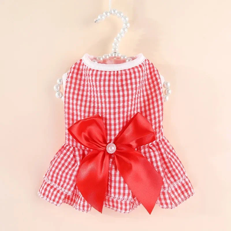 Sweet Bunny Rabbit Skirt Summer Pet Dress for Small Animals Stripe Plaid Puppy Dog Cat mascotas Clothes Clothing estidos perrita