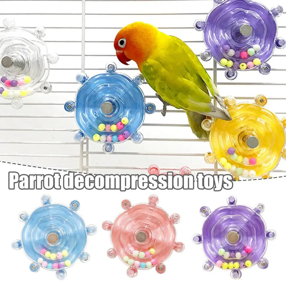 Parrot Decompression Toys Interactive Bird Cage Toy For Parrots Rotating Treat Dispenser For Boredom & Beak Exercise