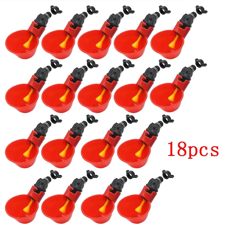6-36Pcs Chicken Quail Hanging Water Cups Nipple Drinking Bowl Birds Water Feeder Bowl Drinker Cup for Backyard Automatic Poultry