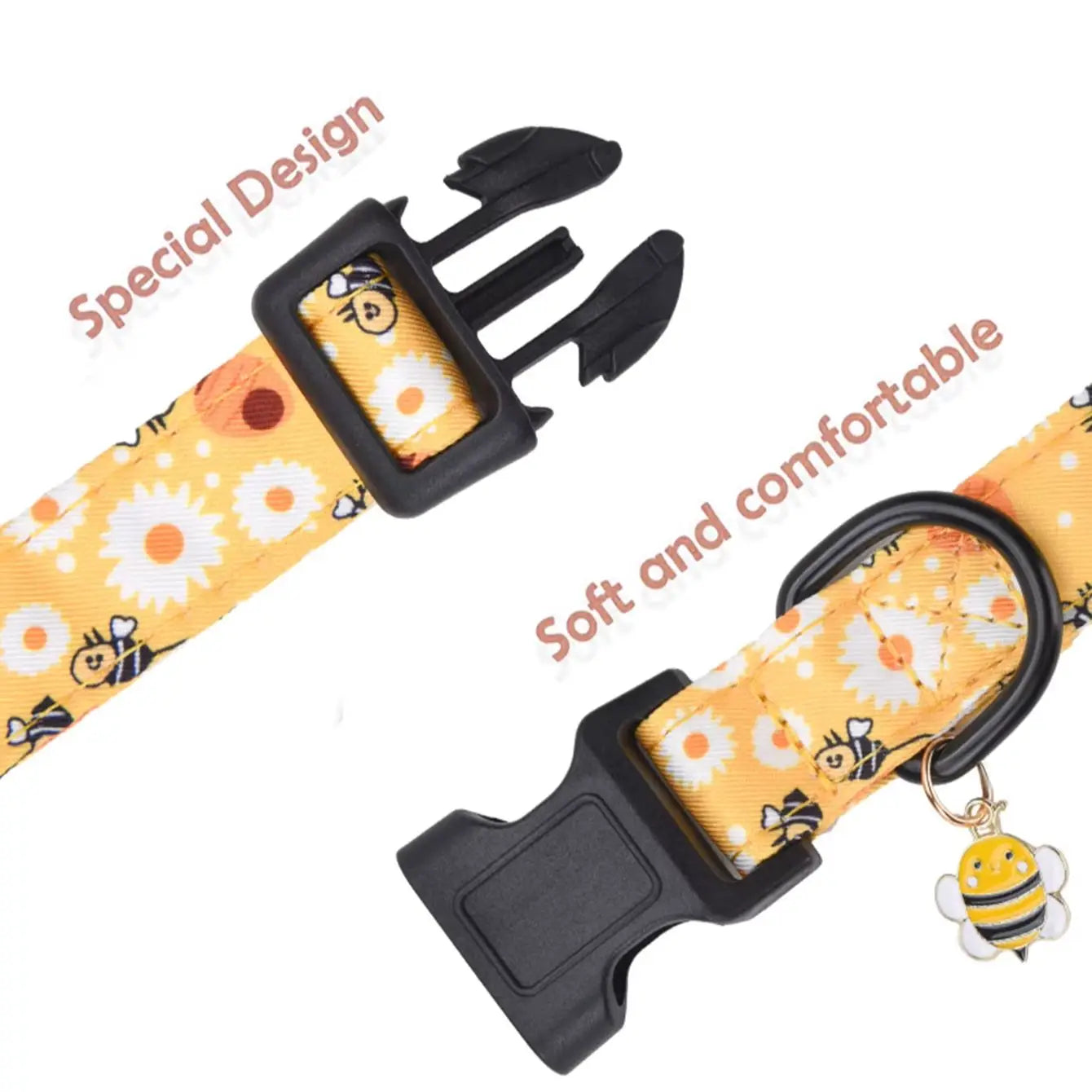 ECP009/CP607--pet dog collar,Bee and Dinosaur Printing Collar with Metal Pendant for Dogs Puppy cats