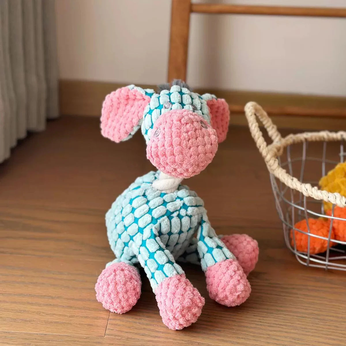 Cute Donkey Plush Toy for Dogs - Squeaky Chewable Interactive Pet Toy with Funny Sound, Soft Plush Puppy Teething Toy