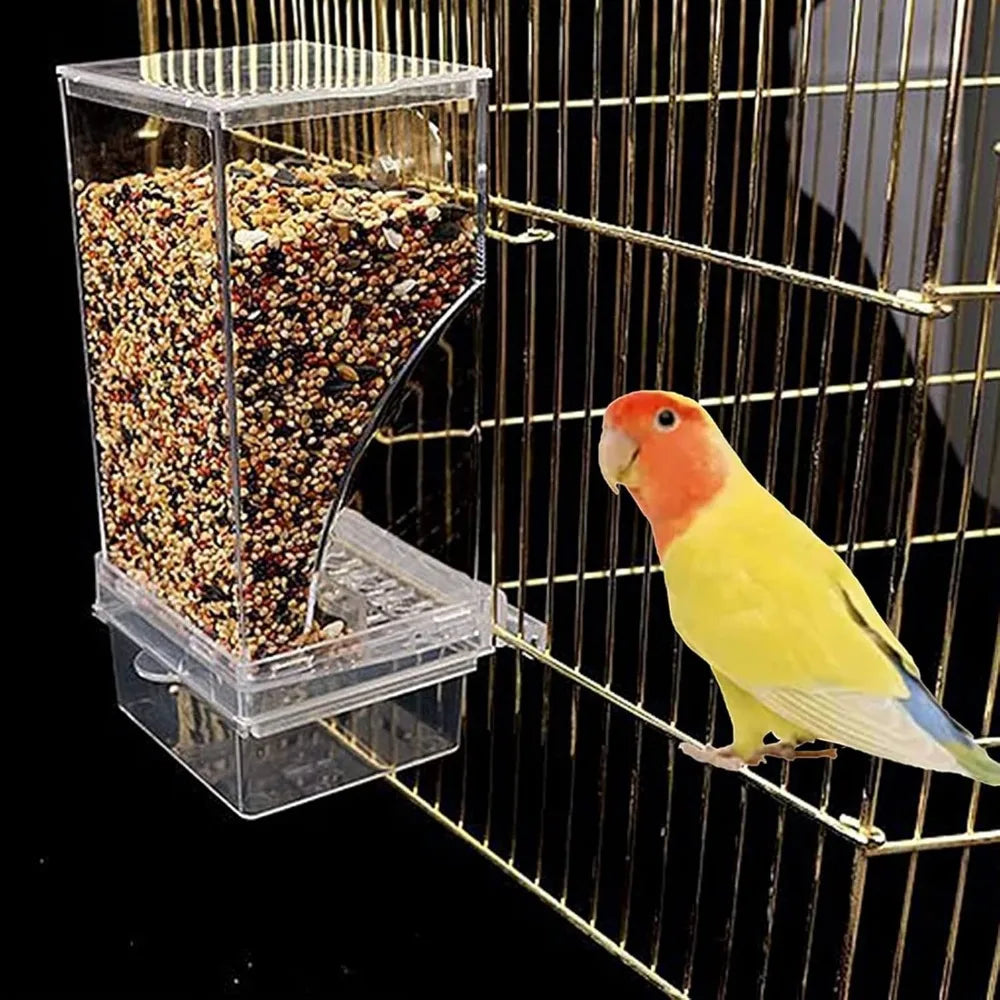 Automatic Parrot Feeder Drinker No Mess Bird Feeders Seed Food Container Cage Accessories for Small and Medium Parakeets