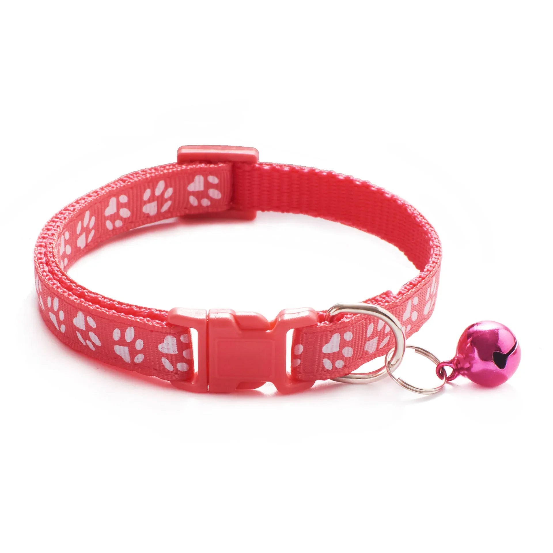 Collar with Bell Cartoon Footprint Colorful Dog Puppy Cat Accessories Kitten Collar Adjustable Safety Bell Ring Necklace