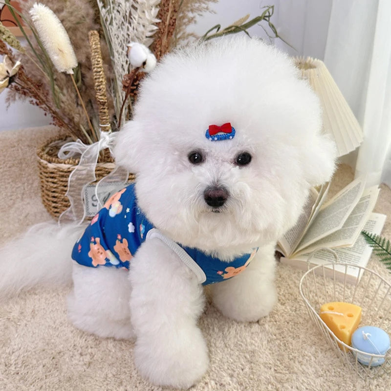 Bear Print Dog Vest Fashion Dog Clothes Summer Thin Puppy Shirt Breathable Cat Vest Pullovers Pet Sweatshirt Chihuahua Costumes
