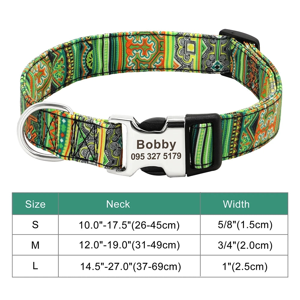 Personalized Nylon Dog Collar Customized Pet Collar Engraved ID Tag Nameplate Buckle for Small Medium Large Dogs Pitbull Pug