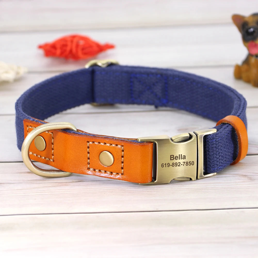 Custom Nylon Dog Collar Durable PU Leather Dog Collars Necklace Personalized Pet ID Collars for Small Medium Large Dogs Party