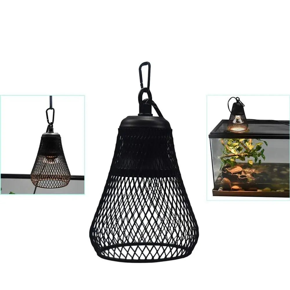 Ceramic Heat Emitter Pet Heating Lampshade Iron Mesh Dome Double Cage Reptile Heat Lampshade E27 Bulb Holder