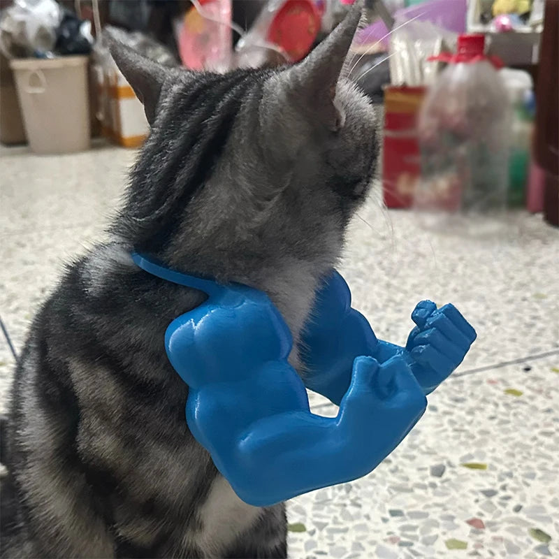Funny Cat Muscle Arm Clothing Decoration Props 3D Printed Pet Interactive Neck Hanging Toy Role-playing Accessories Birthday Toy