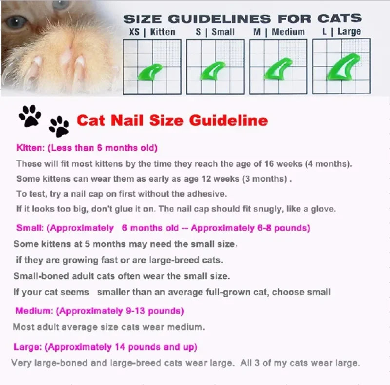 New FASHION Colorful Cat Nail Caps Soft Cat Claw Soft Paws 20 PCS/lot with Free Adhesive Glue Size XS-L Gift for Pet Dog