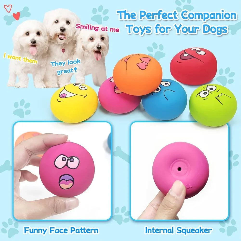 6pcs Latex Dog Squeaky Toys Rubber Soft Dog Toys Chewing Squeaky Toy Fetch Play Balls Toy for Puppy Small Pets Dog Accessories