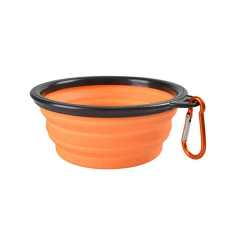 Dogs Feed Supplies Folding Silicone Bowl Portable Puppy Water Container with Carabiner Folding Cats Bowl Travel Pets Accessories