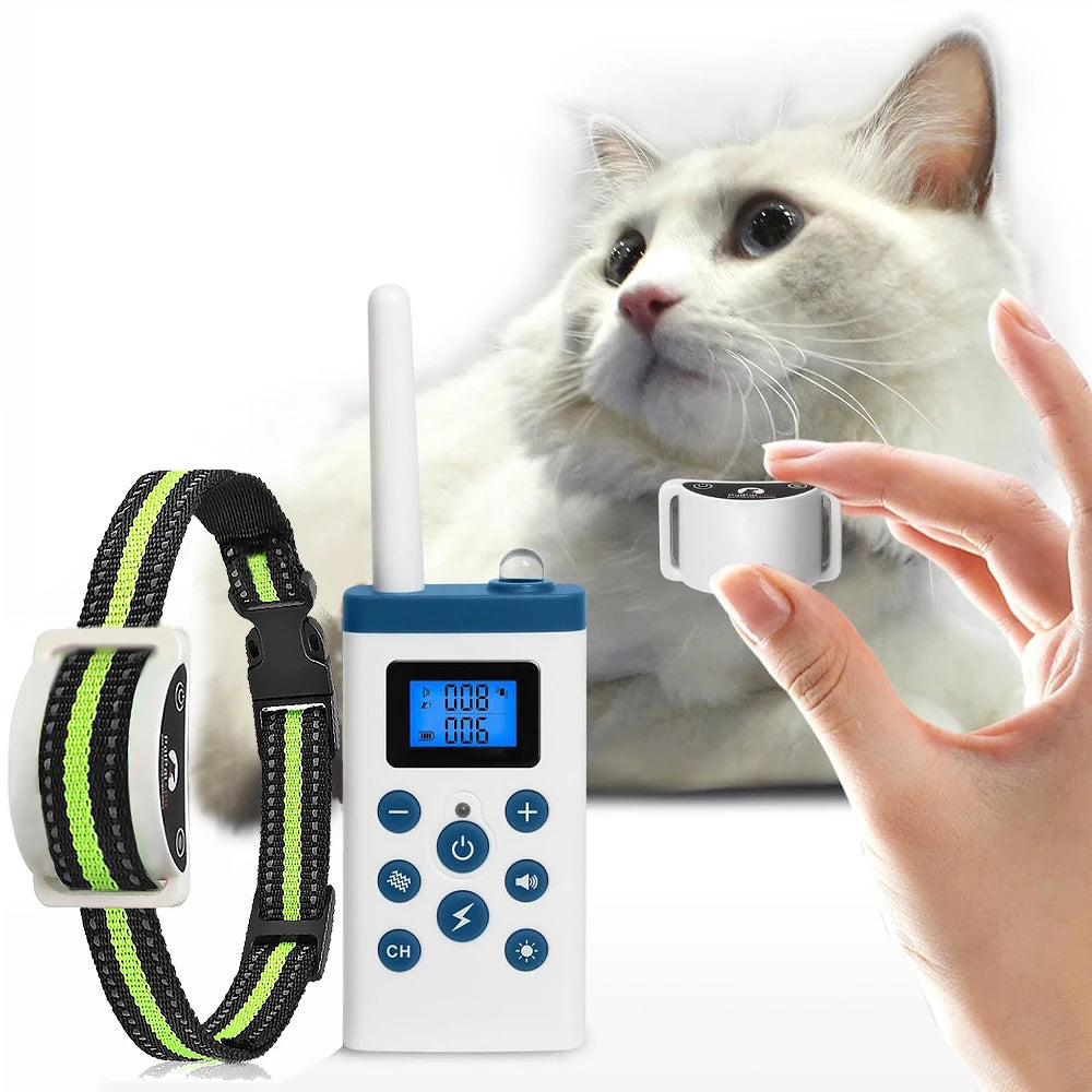 PaiPaitek Cat Shock Collar with Remote,Cat Training Collar with Auto Anti-Meow,Beep,Vibration,Safety Shock 4 Modes,Rechargeable