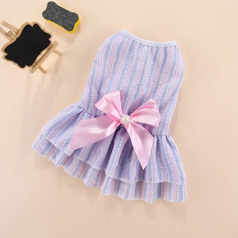 Sweet Bunny Rabbit Skirt Summer Pet Dress for Small Animals Stripe Plaid Puppy Dog Cat mascotas Clothes Clothing estidos perrita