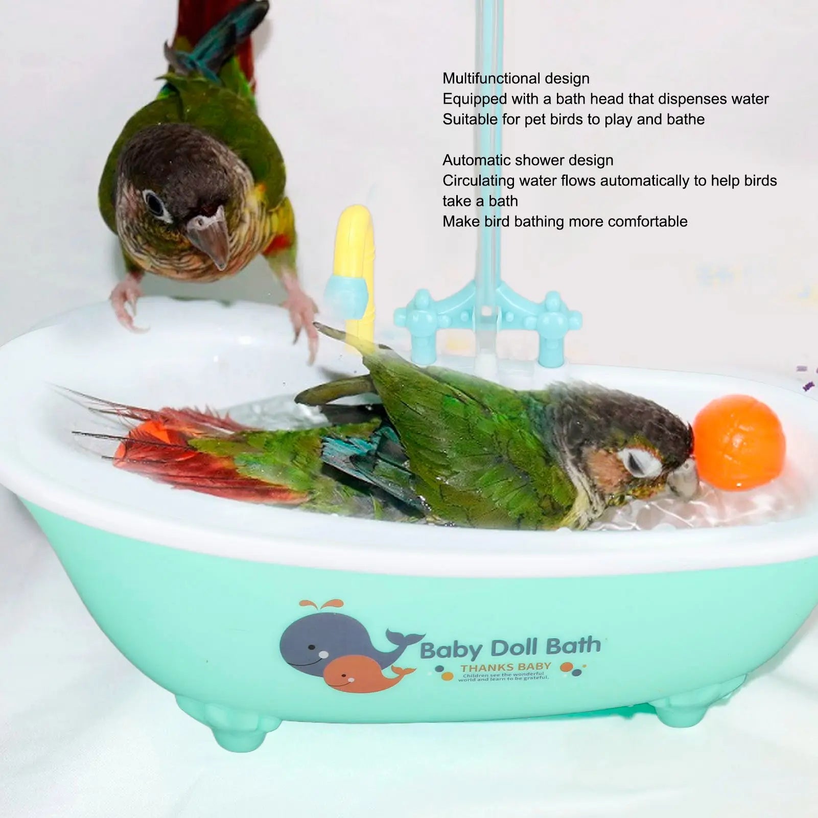 Bird Parrot Bathtub Multifunctional Circulating Water  Parrot Automatic Bathtub Cute Odorless for Bird Shower Accessories