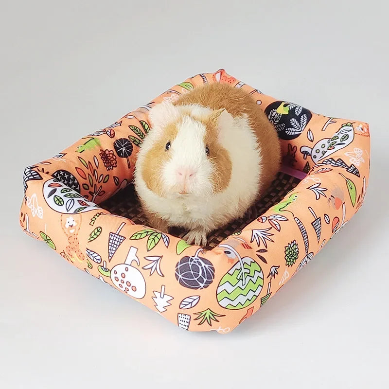 Summer Small Pets Cool Nest Puppy Kitten Rattan Mat Cute Print Pet Cooling Mat for Guinea Pig Hamster Chinchilla Small Cage