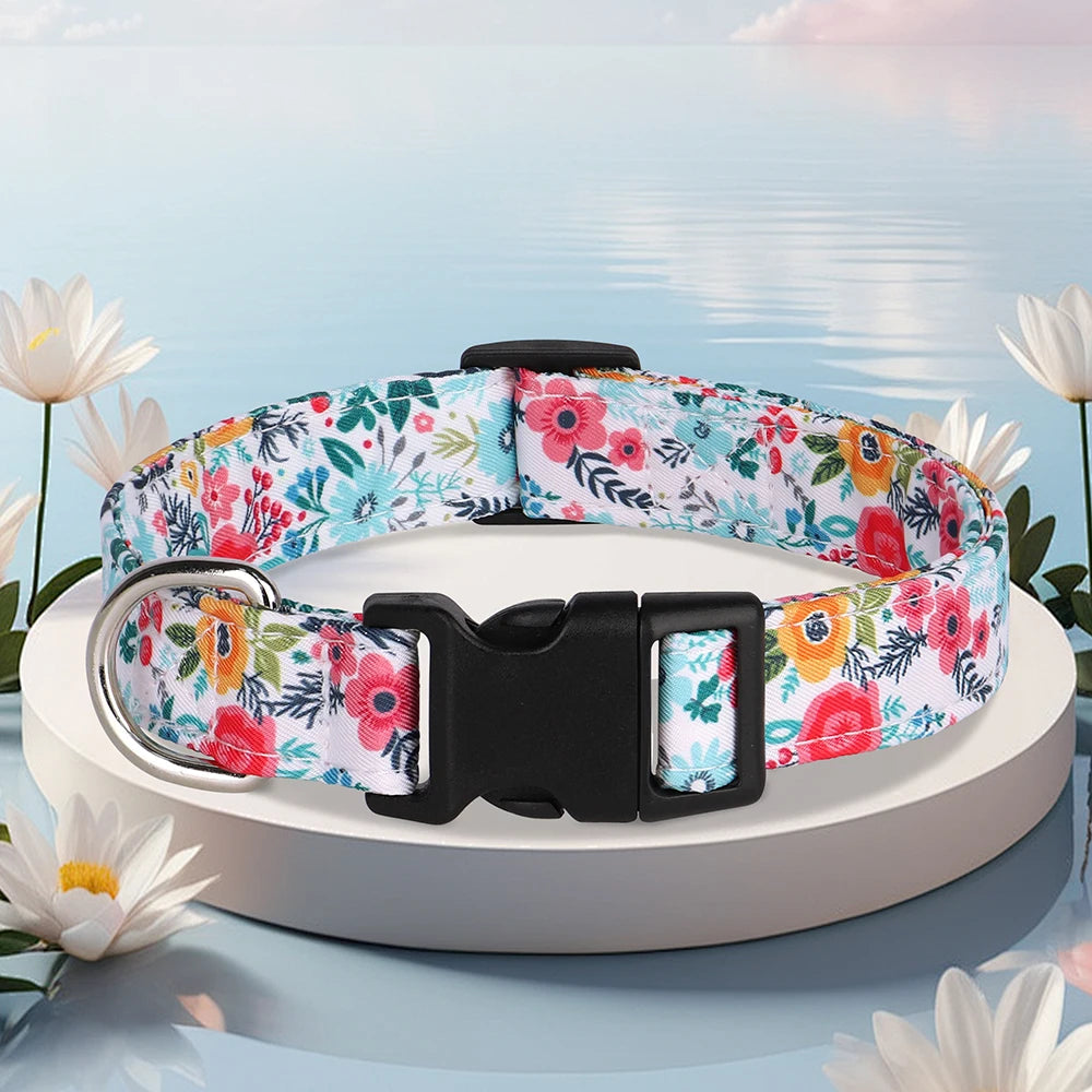 Nylon Dog Collar Cute Printed Dog Collars Spring Summer Pet Puppy Necklace Adjustable For Small Medium Large Dogs Chihuahua Pug