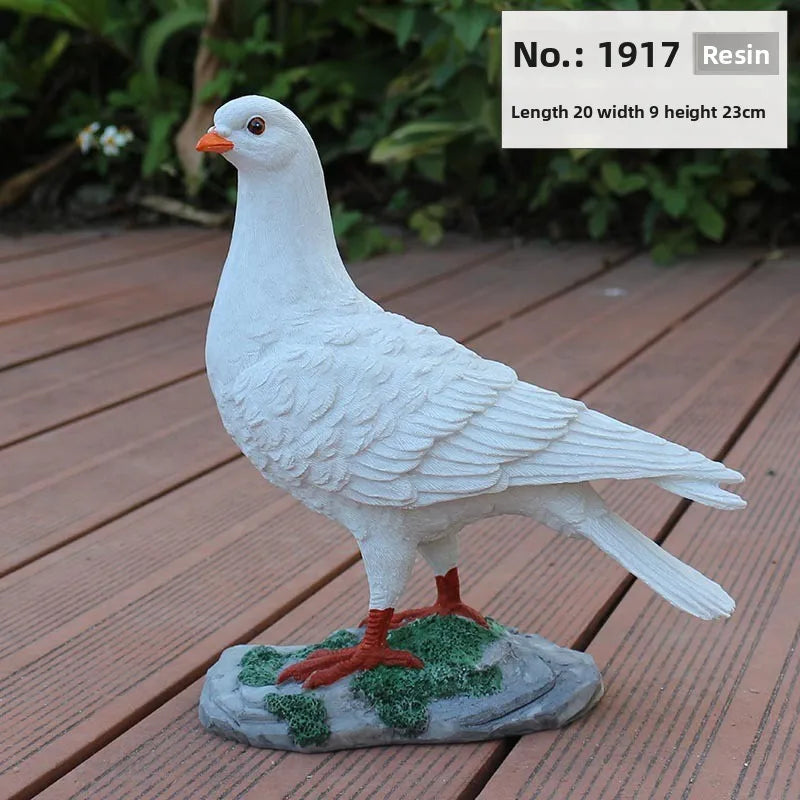 Outdoor garden simulation animal white dove model, garden decoration prop, resin simulation pigeon figurine