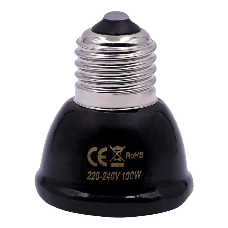 Pet Reptile Heat Lamp Ceramic Heater Bulb Lamp Shade Cover for Bird and Amphibian Pet Brooder Cage With Protective Case