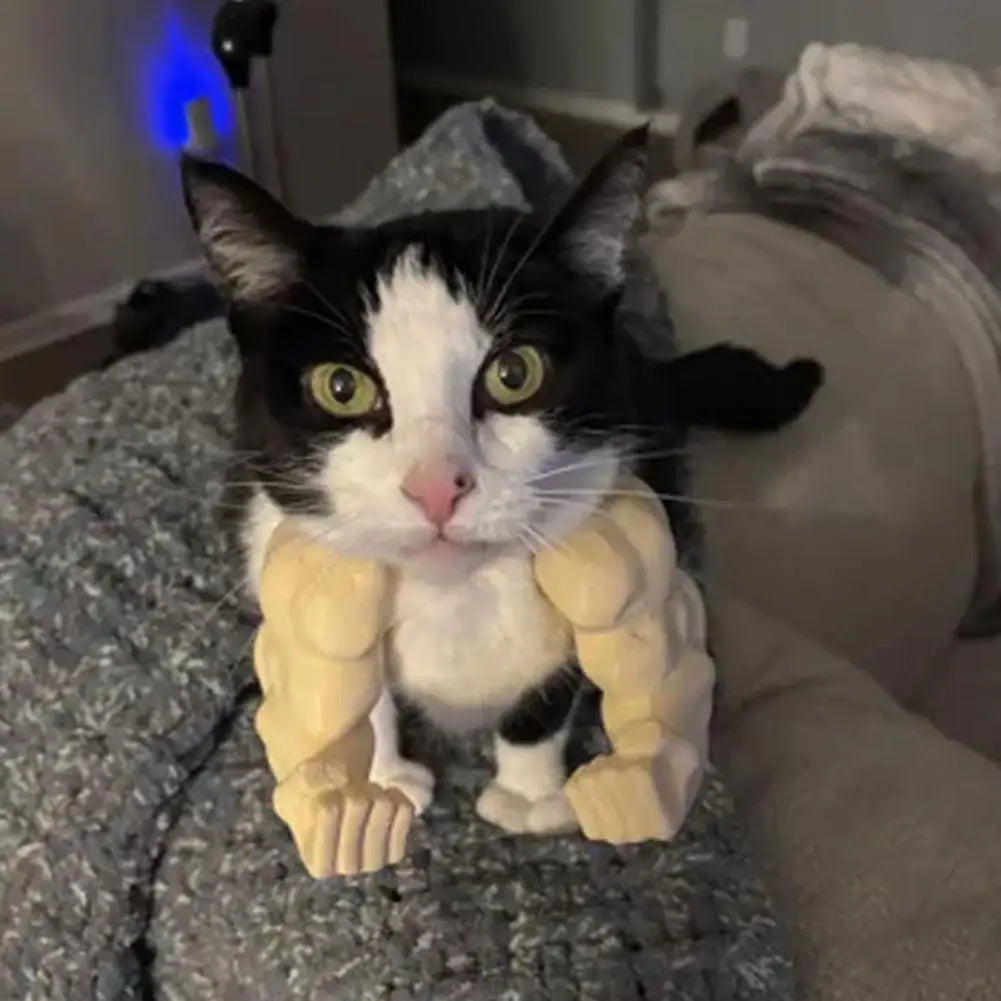 Funny Cat Neck Hanging Decor Muscle Arm Costume 3D Printed Cat Arm Prop Halloween Party Accessory for Cat Lover Gifts