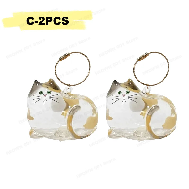 Cat Hair Storage Box Memorial Keychain Transparent Pet Fur Storage Container Hanging Cat Keychain Pendant for Pet Lovers