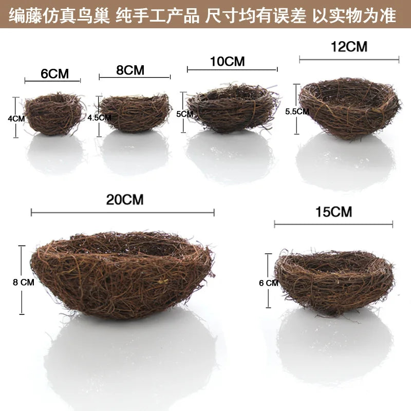 Round Rattan Bird Nest Easter Handmade DIY Craft Vine Simulation Bird Nest Egg Decor Props Home Garden Window bird house