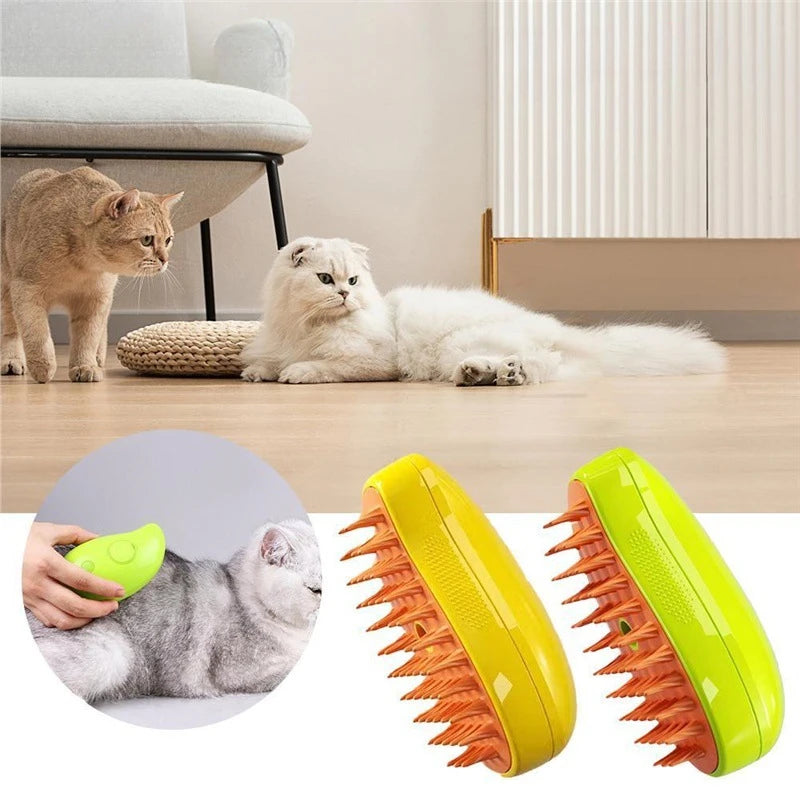 Cat Steam Brush Electric Spray Water Spray Kitten Pet Comb Soft Silicone Depilation Cats Bath Hair Brush Grooming Supplies