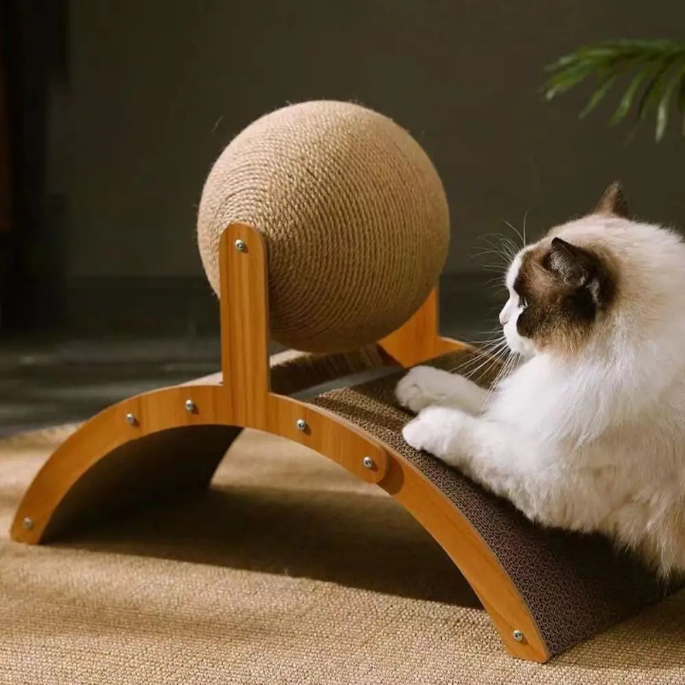Corrugated Paper Sisal Cat Scratching Ball Wear-Resistant Wood/Sisal Cat Grinding Paw Balls Ferris Wheel Shape Brown