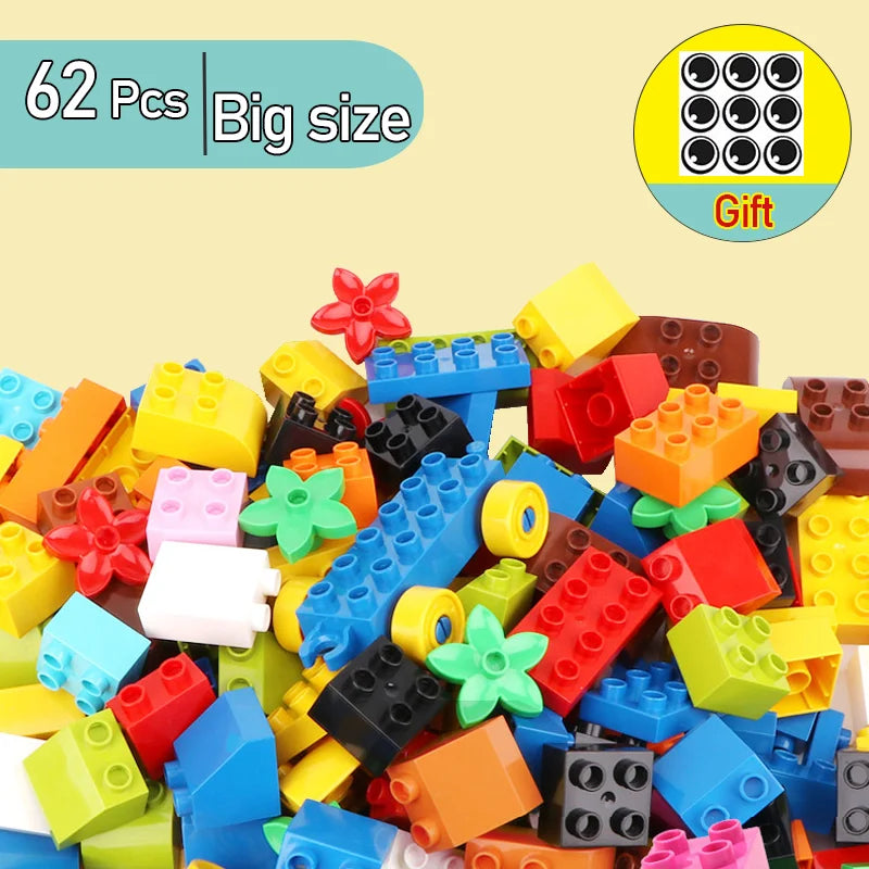 62-310 pieces DIY Building Blocks Bulk Compatible with Duplo Animals Marble Run City Classic Bricks Assembly Model Kids Toys