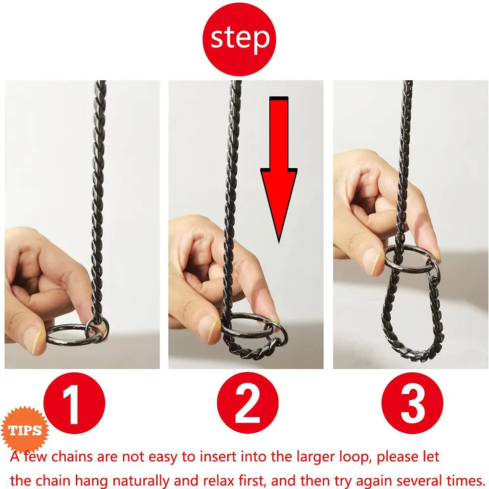 Dog Snake Chain Choke Collar P Chock Metal Chain Dog Collar Necklace Walking Training Pet Supplies for Small Medium Large Dogs
