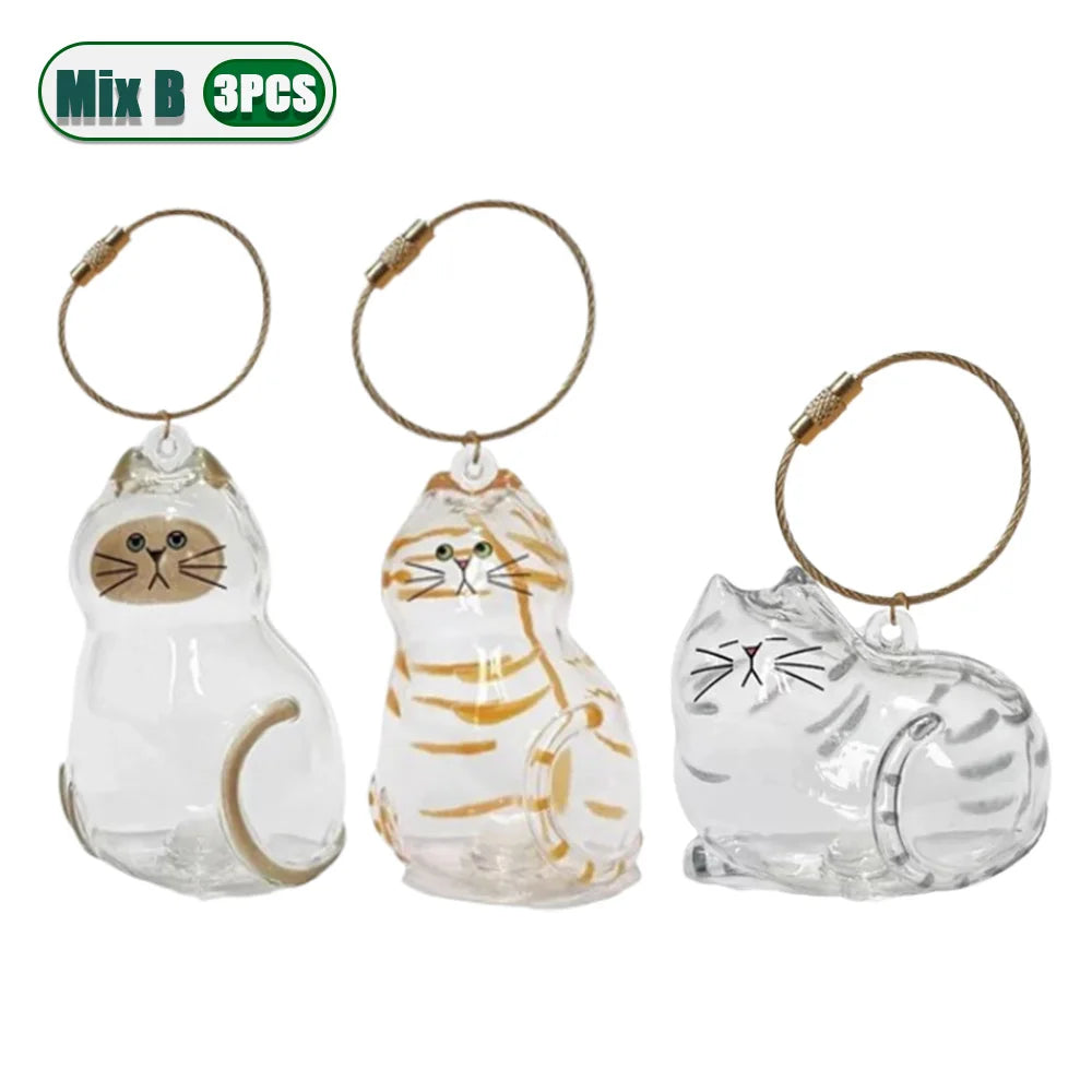1-5PCS Personalized Cat Hair Jewelry Keyring Pet Memorial Keepsake Holder for Ashes or Fur Unique Gift for Grieving Pet Lovers