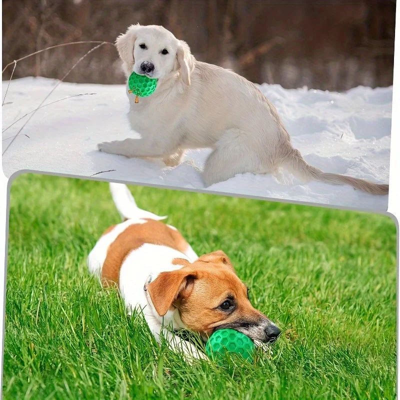 Tough Natural Rubber Dog Chew Toy Indestructible Squeaky Ball for Aggressive Chewers Beef Flavor Hexagonal Design Dental Health